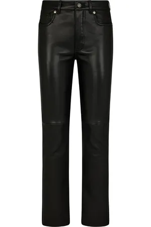 Tom Ford Low waist leren broek met toelopende pijpen