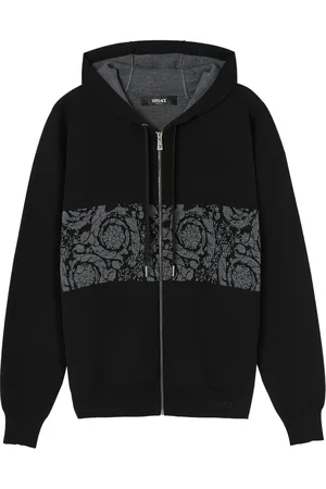VERSACE Hoodie met Barocco jacquard en rits