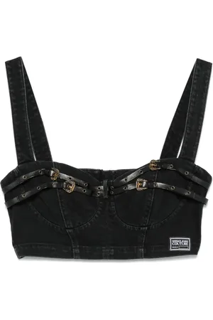 VERSACE Denim bustiere top
