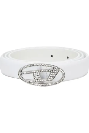 Diesel Riemen - 1dr Crystal Logo Strass Belt White in