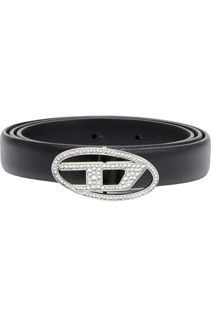 Diesel Riemen - 1dr Crystal Logo Strass Belt Black in