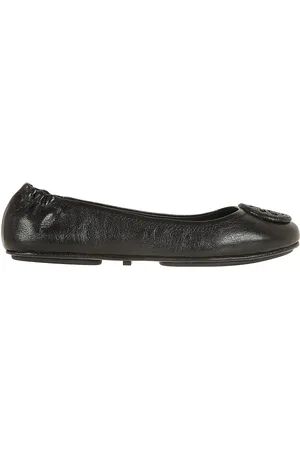 Tory Burch Black Leather Minnie Travel Ballerina in
