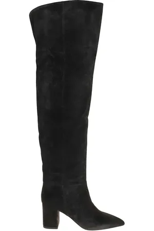 PARIS TEXAS Boots - Black Anja Over-The-Knee Suede Calfskin Boots in