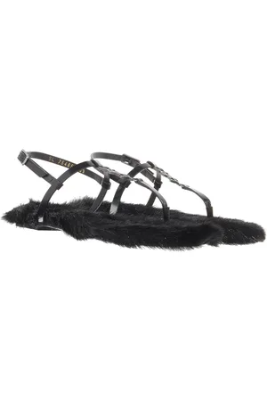 Saint Laurent Sandalen - Flat Leather Sole Cassandra Sandals in