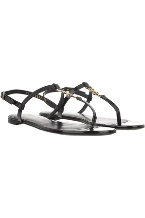 Saint Laurent Sandalen - Cassandra Flat Sandals Leather in