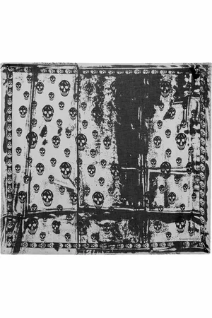 Alexander McQueen Sjaals & halsdoeken - Folded Classic Scarf - Canvas - Ivory/Black in