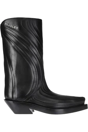 MUGLER Boots - Pointed Leather Texan Boot in