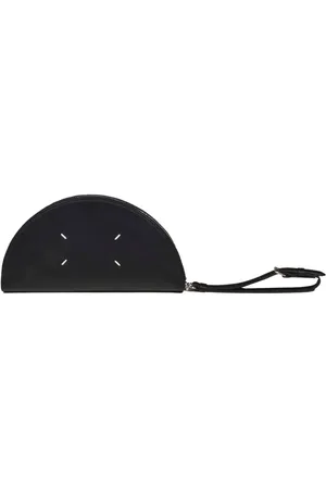 Maison Margiela Clutches - Halfmoon Micro Pouch In Black Saffiano Leather in