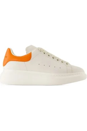 Alexander McQueen Low-Top Sneakers - Oversize Sneakers - Leather - White/Orange in