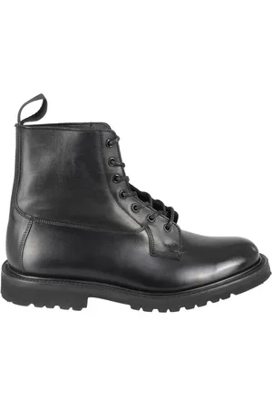 TRICKERS Boots - Burford Black Leather Ankle Boot With Lace-Up Clos in
