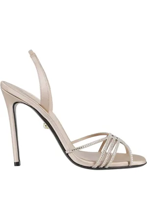 Alevì Milano Sandalen - Satin Slingback Sandals With Rhinestone Straps in