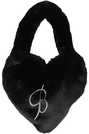 BLUMARINE Crossbody bags - Heart-Shaped Faux Fur Bag With Silver Logo in