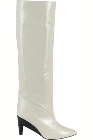 Isabel Marant Boots - Liesel Thigh-High White Leather Boots in