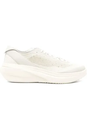 Y-3 Low-Top Sneakers - Ecru Flatform Sneakers With Raised Logo Detail in