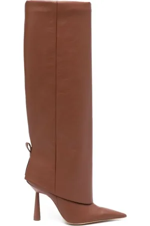 Gia Borghini Boots - Brown Eco-Leather Knee-High Boots in