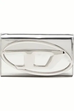 Diesel Hobo bags - Silver Handbag With Prominent Logo And Detachable in