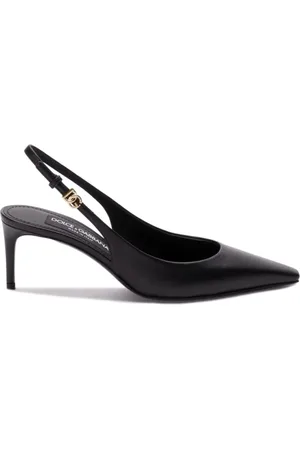 Dolce & Gabbana Hoge hakken - Black Leather Slingbacks in