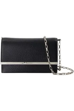 Alexander McQueen Hobo bags - Mini Cross Bar Purse - Leather - Black/Silver in