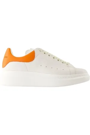 Alexander McQueen Low-Top Sneakers - Oversize Sneakers - Leather - White/Orange in