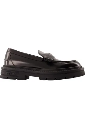 VERSACE Loafers - Adriano Flat Shoes - Leather - Black in