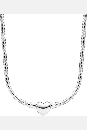 PANDORA Kettingen - Snake chain sterling necklace with heart cl in