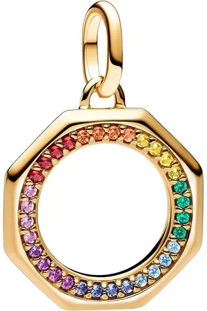 PANDORA Charms - Rainbow 14k gold-plated medallion with crystal in
