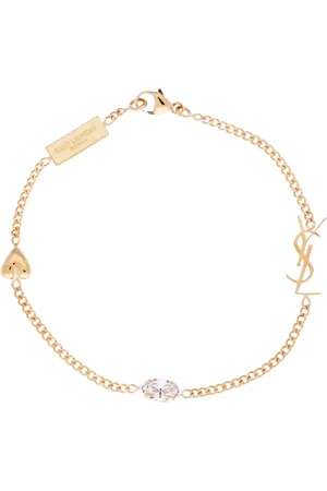 Saint Laurent Armbanden - Heart Pendant And Rhinestoness Charm Bracelet in