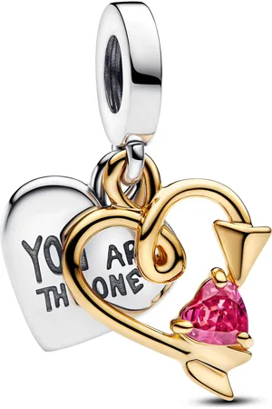 PANDORA Charms - Engravable heart and arrow double dangle in