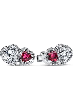 PANDORA Oorbellen - Hearts stud earrings with cherries jubilee red cry in