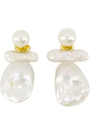 Simone Rocha Oorbellen - Stacked Baroque Earrings - Pearl - in
