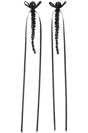 Simone Rocha Oorbellen - Slim Bow Ribbon Drip Earrings - Crystal - in