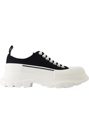 Alexander McQueen Low-Top Sneakers - Tread Slick Sneakers - Canvas - Black/White in
