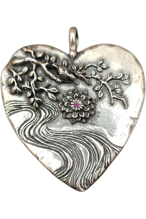 CATHERINE MICHIELS Armbanden - Pendentif c?ur argent floral rubis Am loving Aware in