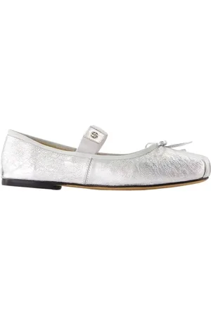 ANINE BING Jolie Flat Shoes - Leather - Silver in