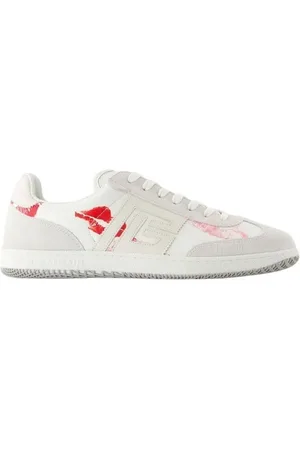 Balmain Low-Top Sneakers - Swan Sneakers - Leather - White/Red in