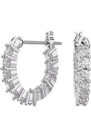Swarovski Oorbellen - Vittore hoop Round cut Rhodium plated in