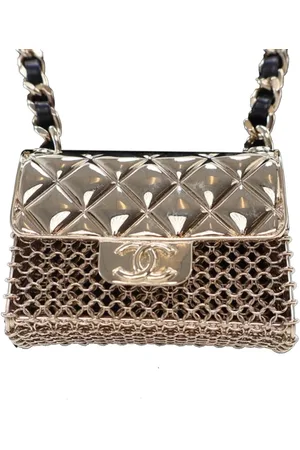 CHANEL Kettingen - 2021 Leather and Plated Classic Flap Bag Pend in