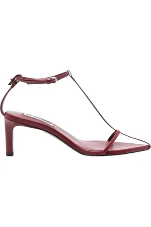Jil Sander Sandalen - Burgundy Leather Sandal With Ankle Strap in