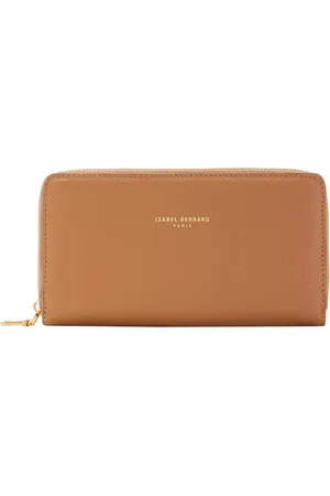 Isabel Bernard Portemonnees - Honoré Léa Camel Calfskin Leather Zipper Wallet in