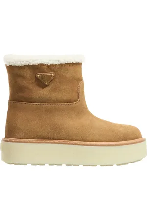 Prada Winterlaarzen - Sheepskin Suede Ankle Boots in
