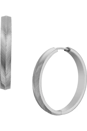 Fossil Oorbellen - Harlow Linear Texture Stainless Steel Hoop Earring in