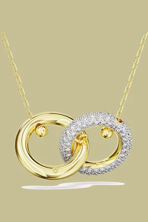 Swarovski Charms - Dextera pendant, Interlocking loop, Gold-tone plat in