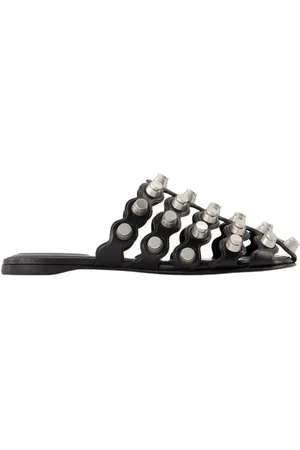 Alexander Wang Slippers & Mules - Rexa Cage Slide Flat Shoes - Leather - Black in