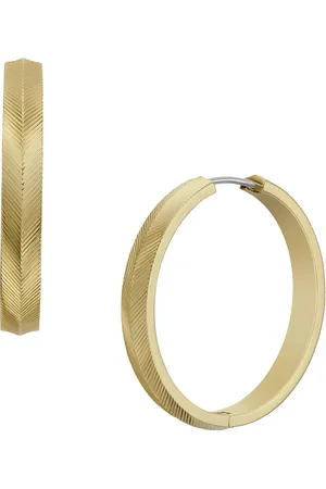 Fossil Oorbellen - Harlow Linear Texture Stainless Steel Hoop Earring in