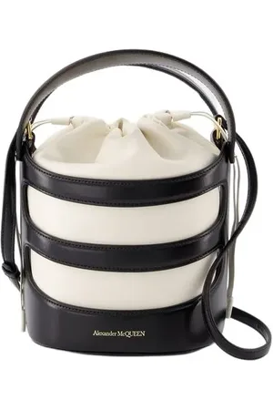 Alexander McQueen Bucket bags - Rise Bag - Leather - Black/Ivory in