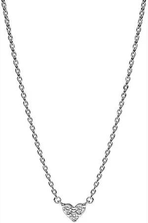 PANDORA Kettingen - Heart sterling necklace withcubic zirconia in