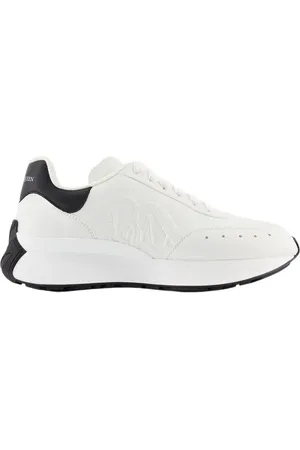 Alexander McQueen Low-Top Sneakers - Sprint Runner Sneakers - Leather - White/Black in