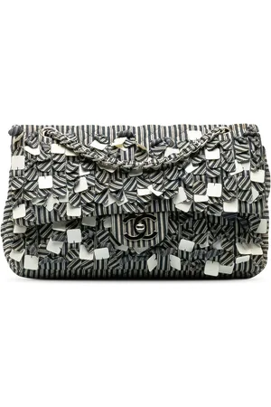 CHANEL Hobo bags - 2006-2008 Medium Cotton Striped Double Flap in