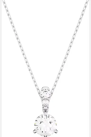 Swarovski Kettingen - Solitaire Necklace Round cut Rhodium plated in