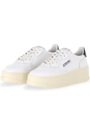 Autry Low-Top Sneakers - White Leather Platform Low Sneakers in
